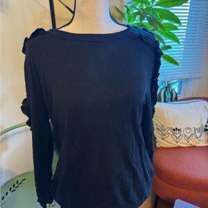 Philosophy Black Long Sleeve Ruffle Sweater